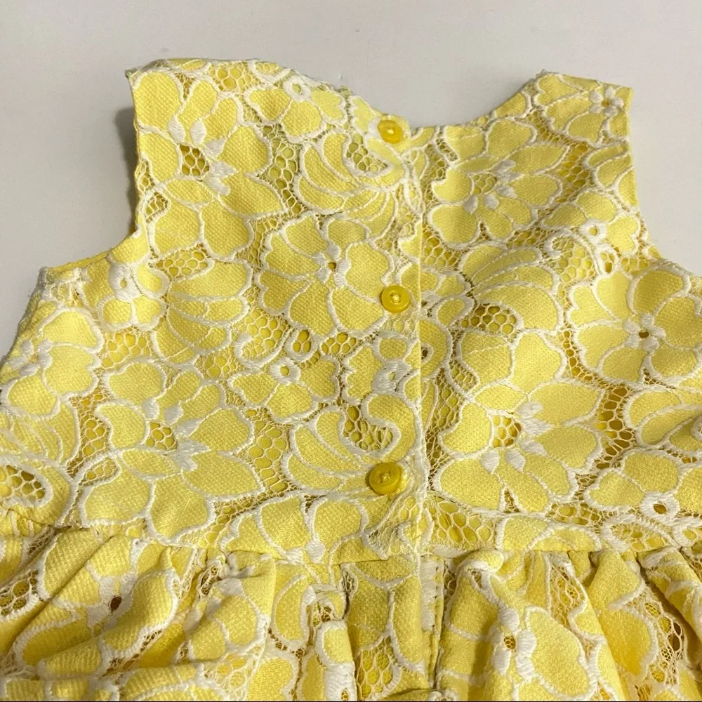 The Children's Place Yellow White Lace Girl's Dress
